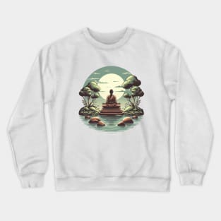 A Monk Meditating in a Zen Garden Crewneck Sweatshirt